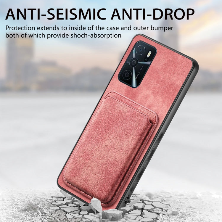 For OPPO F19 Pro Retro Leather Card Bag Magnetic Phone Case(Pink) - OPPO Cases by PMC TechLife | Online Shopping South Africa | PMC TechLife | Buy Now Pay Later Mobicred
