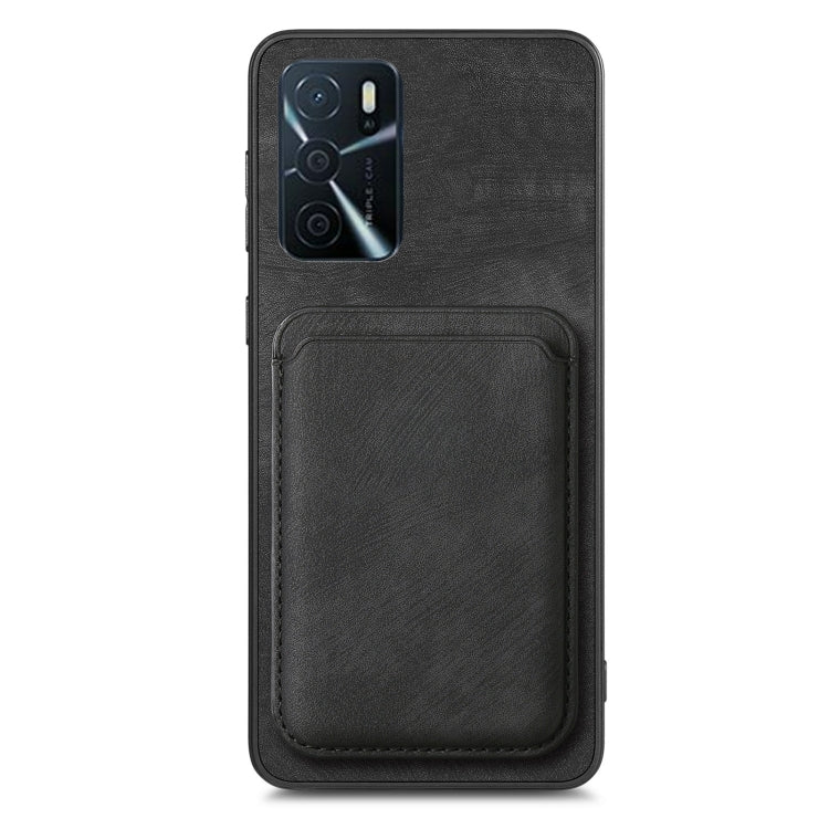 For OPPO Reno7 Z 5G/F21 Pro 5G Retro Leather Card Bag Magnetic Phone Case(Black) - OPPO Cases by PMC TechLife | Online Shopping South Africa | PMC TechLife | Buy Now Pay Later Mobicred