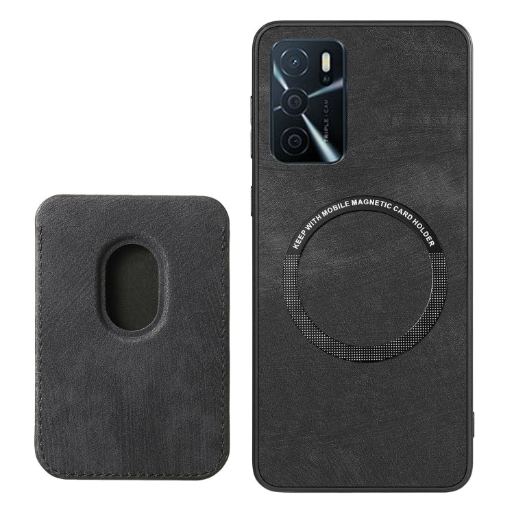 For OPPO Reno7 Z 5G/F21 Pro 5G Retro Leather Card Bag Magnetic Phone Case(Black) - OPPO Cases by PMC TechLife | Online Shopping South Africa | PMC TechLife | Buy Now Pay Later Mobicred