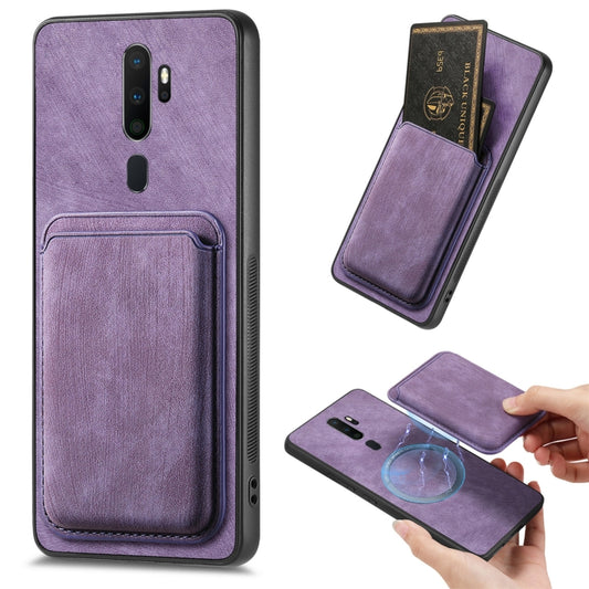 For OPPO A9 2020 / A5 2020 Retro Leather Card Bag Magnetic Phone Case(Purple) - OPPO Cases by PMC Jewellery | Online Shopping South Africa | PMC Jewellery | Buy Now Pay Later Mobicred