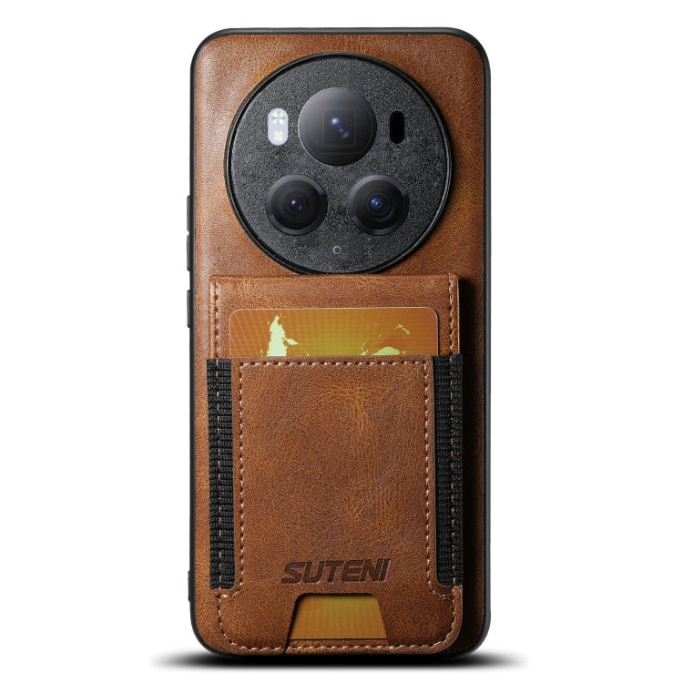 For Honor Magic6 Pro Suteni H03 Oil Wax Leather Wallet Stand Back Phone Case(Brown) - Honor Cases by Suteni | Online Shopping South Africa | PMC Jewellery | Buy Now Pay Later Mobicred