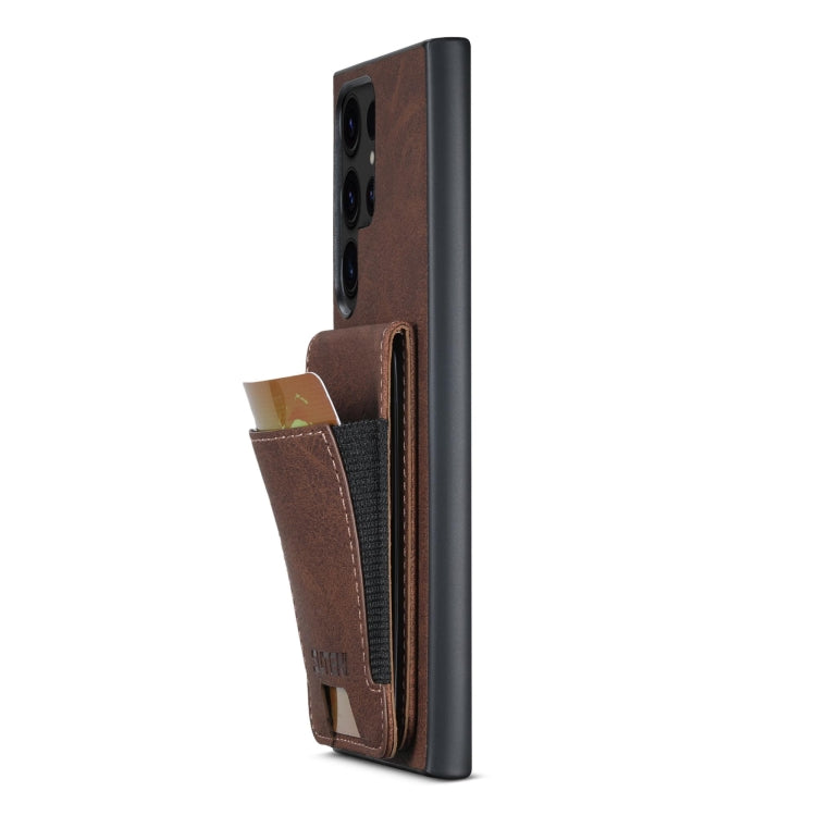 For Samsuny Galaxy S24 Ultrra 5G Suteni H03 Litchi Leather Card Bag Stand Back Phone Case(Brown) - free shipping - PMC Jewellery - Order now!