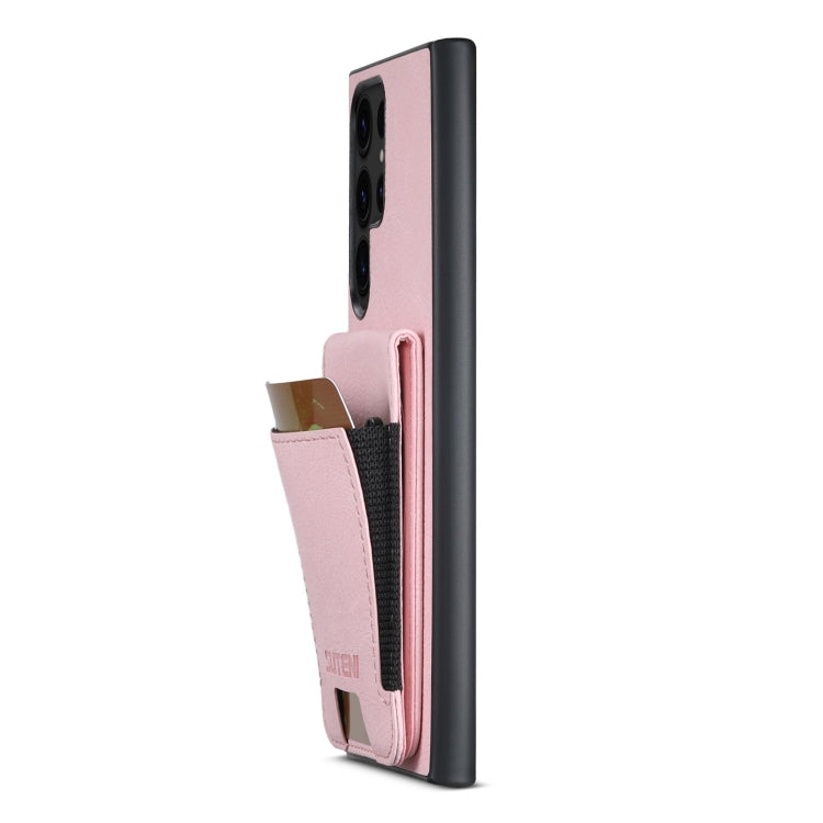 For Samsuny Galaxy S24 Ultrra 5G Suteni H03 Litchi Leather Card Bag Stand Back Phone Case(Pink) - free shipping - PMC Jewellery - Order now!