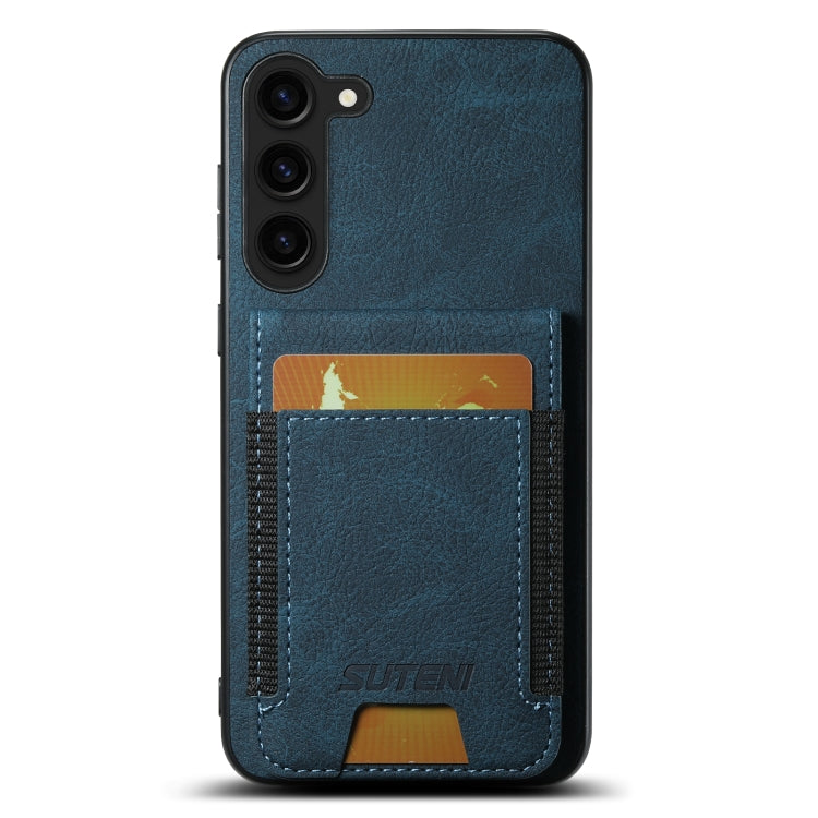 For Samsuny Galaxy S24+ 5G Suteni H03 Litchi Leather Card Bag Stand Back Phone Case(Blue) - free shipping - PMC Jewellery - Order now!
