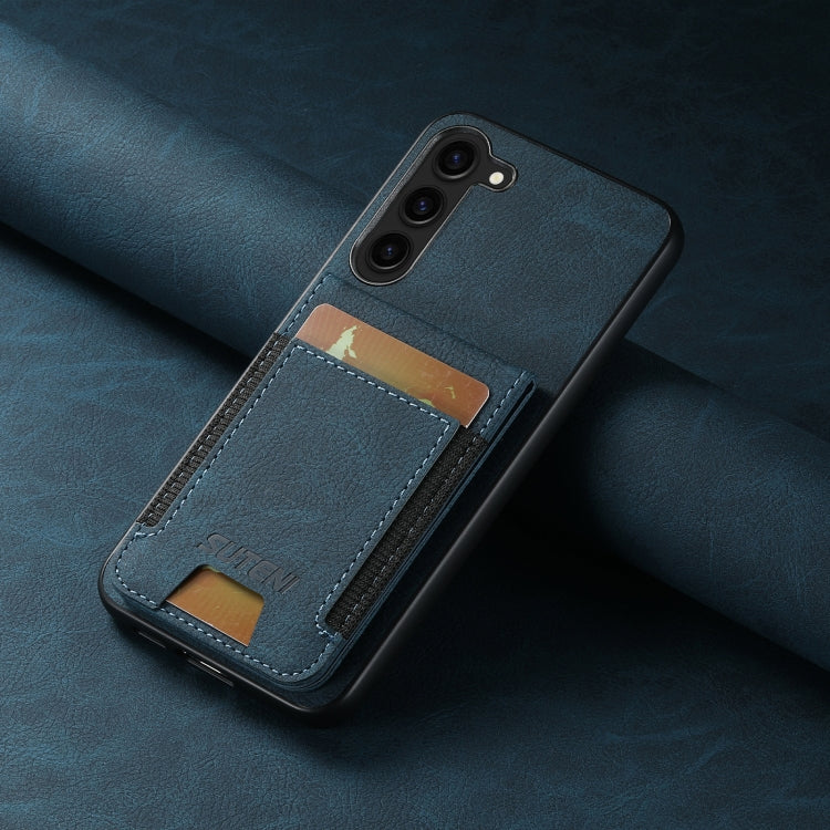 For Samsuny Galaxy S24+ 5G Suteni H03 Litchi Leather Card Bag Stand Back Phone Case(Blue) - free shipping - PMC Jewellery - Order now!