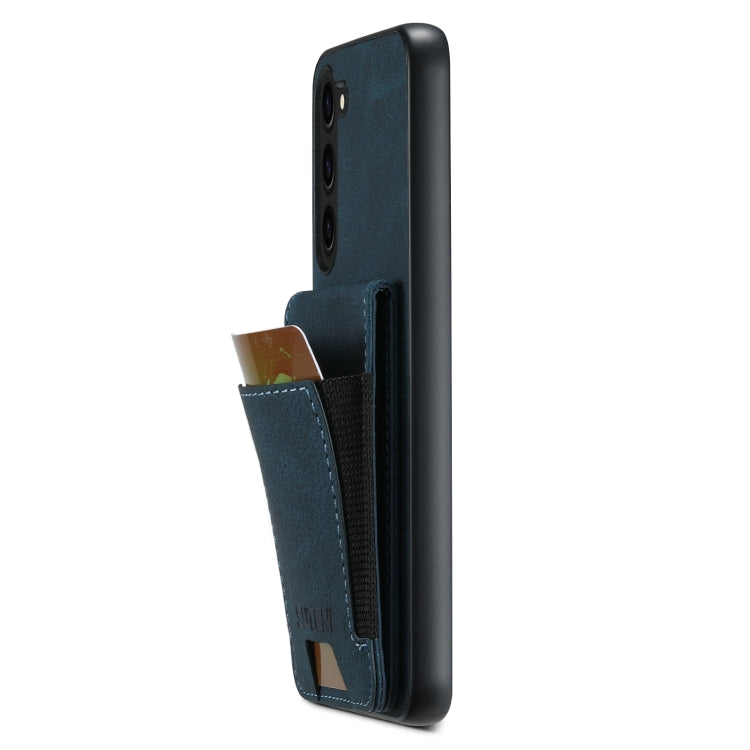 For Samsuny Galaxy S24+ 5G Suteni H03 Litchi Leather Card Bag Stand Back Phone Case(Blue) - free shipping - PMC Jewellery - Order now!