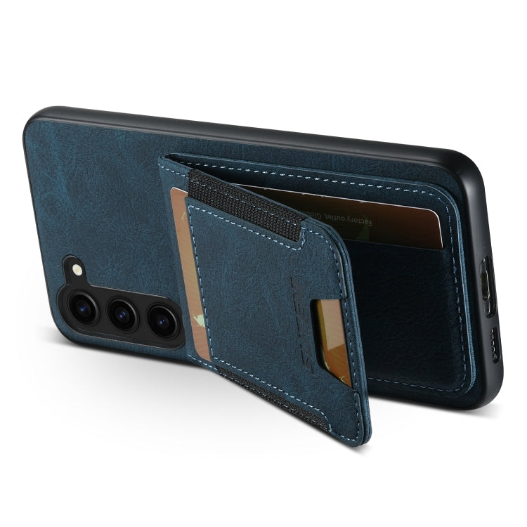 For Samsuny Galaxy S24+ 5G Suteni H03 Litchi Leather Card Bag Stand Back Phone Case(Blue) - free shipping - PMC Jewellery - Order now!