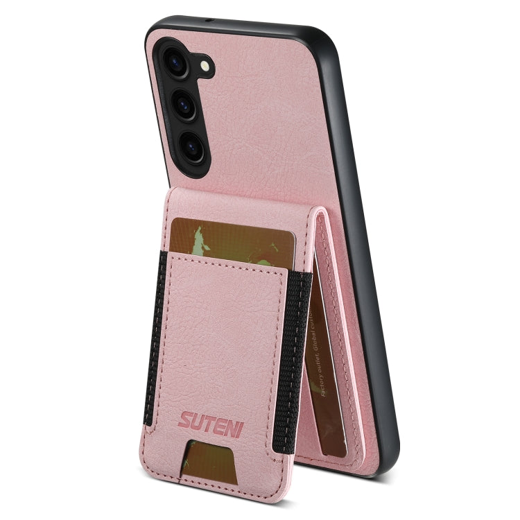 For Samsuny Galaxy S24+ 5G Suteni H03 Litchi Leather Card Bag Stand Back Phone Case(Pink) - Galaxy S24+ 5G Cases by Suteni | Online Shopping South Africa | PMC Jewellery | Buy Now Pay Later Mobicred