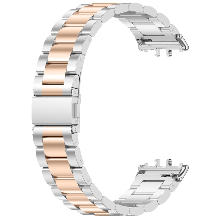 For Samsung Galaxy Fit 3 SM-R390 Three Bead Stainless Steel Metal Watch Band(Silver+Rose Gold) - free shipping - PMC TechLife - Order now!