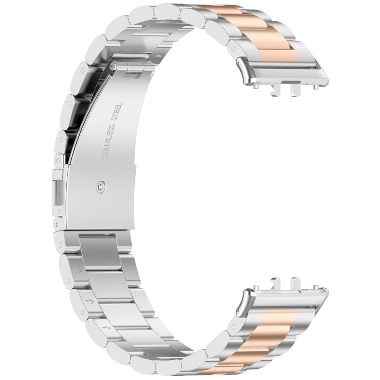For Samsung Galaxy Fit 3 SM-R390 Three Bead Stainless Steel Metal Watch Band(Silver+Rose Gold) - free shipping - PMC TechLife - Order now!