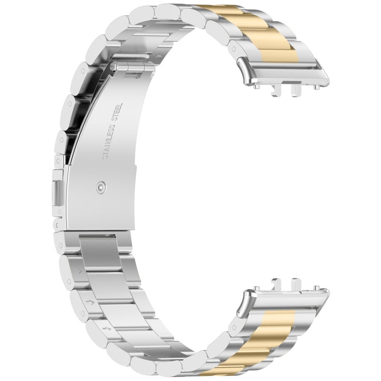 For Samsung Galaxy Fit 3 SM-R390 Three Bead Stainless Steel Metal Watch Band(Silver+Gold) - free shipping - PMC TechLife - Order now!