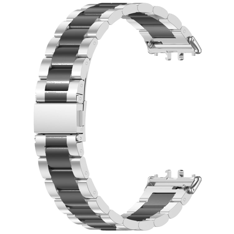 For Samsung Galaxy Fit 3 SM-R390 Three Bead Stainless Steel Metal Watch Band(Silver+Black) - free shipping - PMC TechLife - Order now!