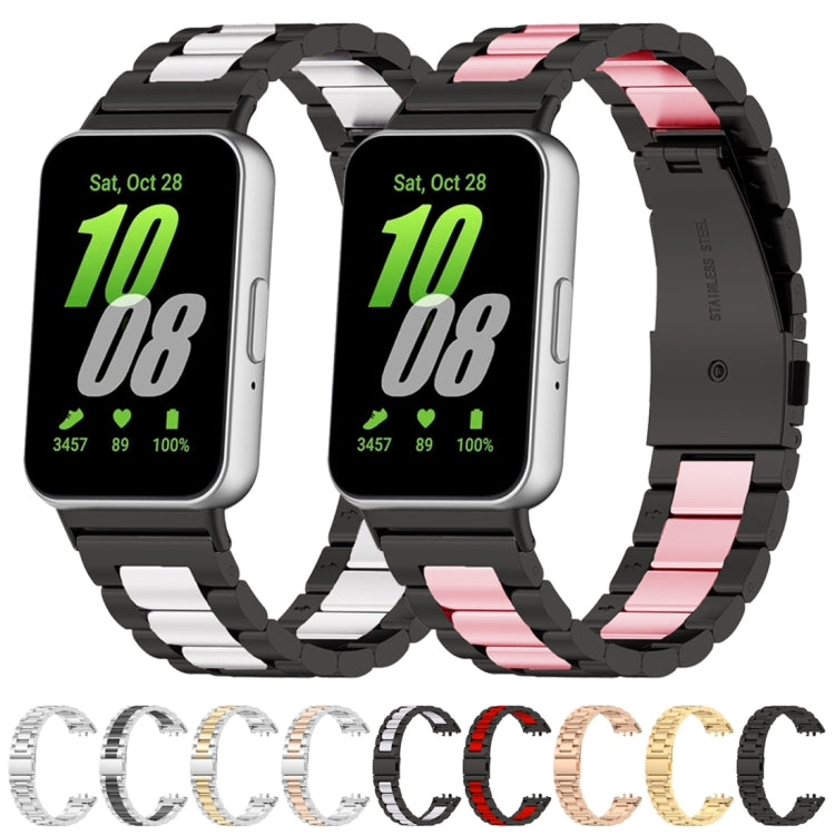 For Samsung Galaxy Fit 3 SM-R390 Three Bead Stainless Steel Metal Watch Band(Rose Gold) - free shipping - PMC TechLife - Order now!