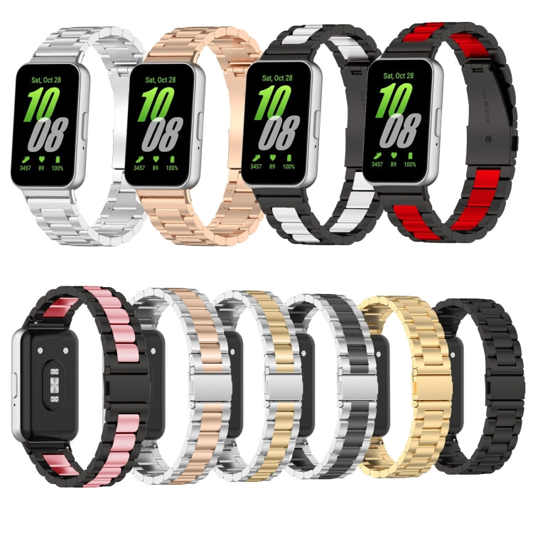 For Samsung Galaxy Fit 3 SM-R390 Three Bead Stainless Steel Metal Watch Band(Silver+Rose Gold) - free shipping - PMC TechLife - Order now!