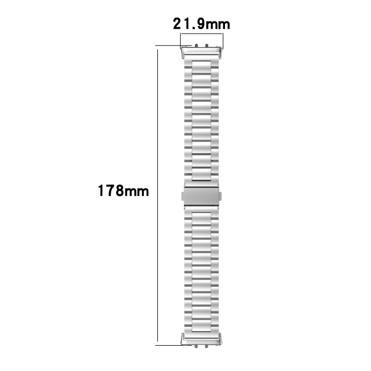 For Samsung Galaxy Fit 3 SM-R390 Three Bead Stainless Steel Metal Watch Band(Silver+Black) - free shipping - PMC TechLife - Order now!