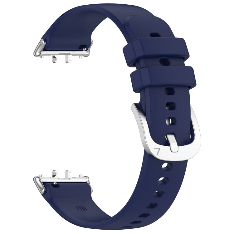 For Samsung Galaxy Fit 3 SM-R390 Metal Connector Liquid Glossy Silicone Watch Band(Dark Blue) - Watch Bands by PMC TechLife | Online Shopping South Africa | PMC TechLife