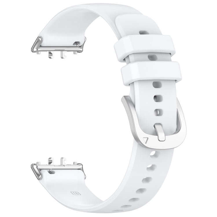 For Samsung Galaxy Fit 3 SM-R390 Metal Connector Liquid Glossy Silicone Watch Band(White) - Watch Bands by PMC Jewellery | Online Shopping South Africa | PMC Jewellery