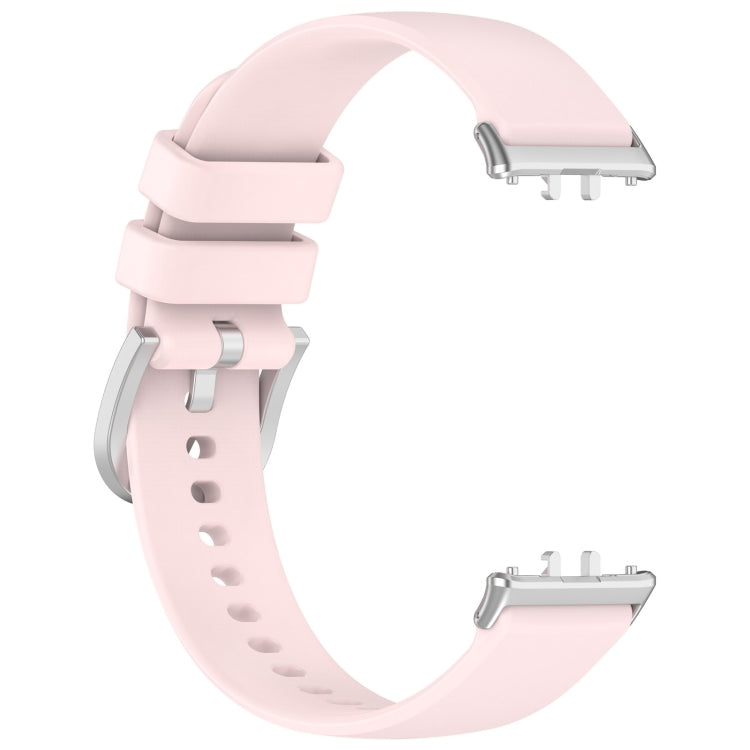 For Samsung Galaxy Fit 3 SM-R390 Metal Connector Liquid Glossy Silicone Watch Band(Light Pink) - Watch Bands by PMC Jewellery | Online Shopping South Africa | PMC Jewellery