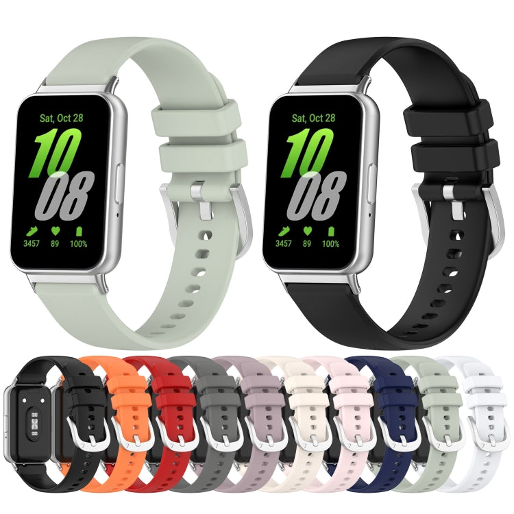 For Samsung Galaxy Fit 3 SM-R390 Metal Connector Liquid Glossy Silicone Watch Band(Light Pink) - Watch Bands by PMC TechLife | Online Shopping South Africa | PMC TechLife