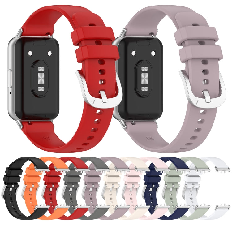For Samsung Galaxy Fit 3 SM-R390 Metal Connector Liquid Glossy Silicone Watch Band(Green) - Watch Bands by PMC TechLife | Online Shopping South Africa | PMC TechLife