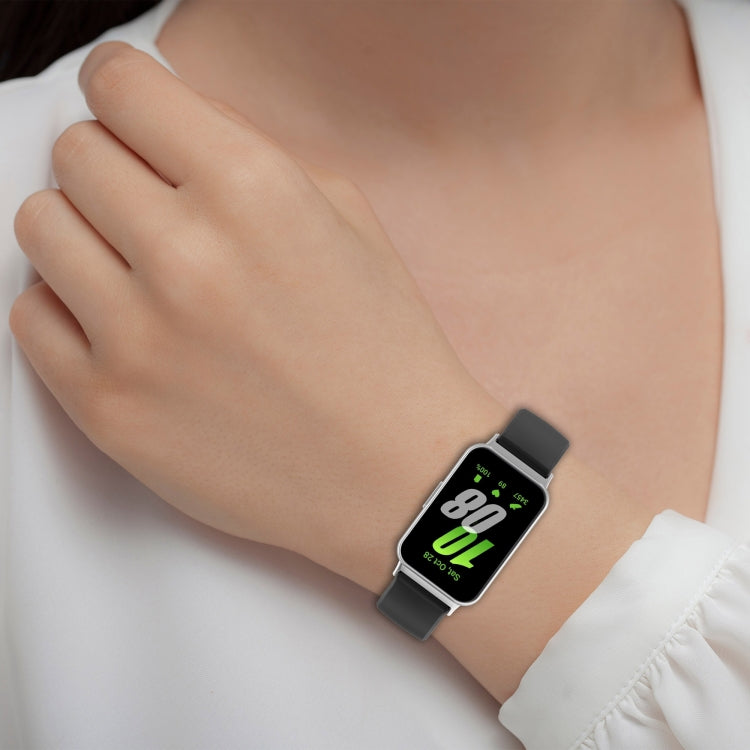 For Samsung Galaxy Fit 3 SM-R390 Metal Connector Liquid Glossy Silicone Watch Band(Dark Blue) - Watch Bands by PMC TechLife | Online Shopping South Africa | PMC TechLife