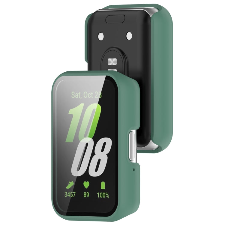 For Samsung Galaxy Fit 3 SM-R390 PC + Tempered Glass Film Integrated Watch Protective Case(Green) - Watch Cases by PMC Jewellery | Online Shopping South Africa | PMC Jewellery