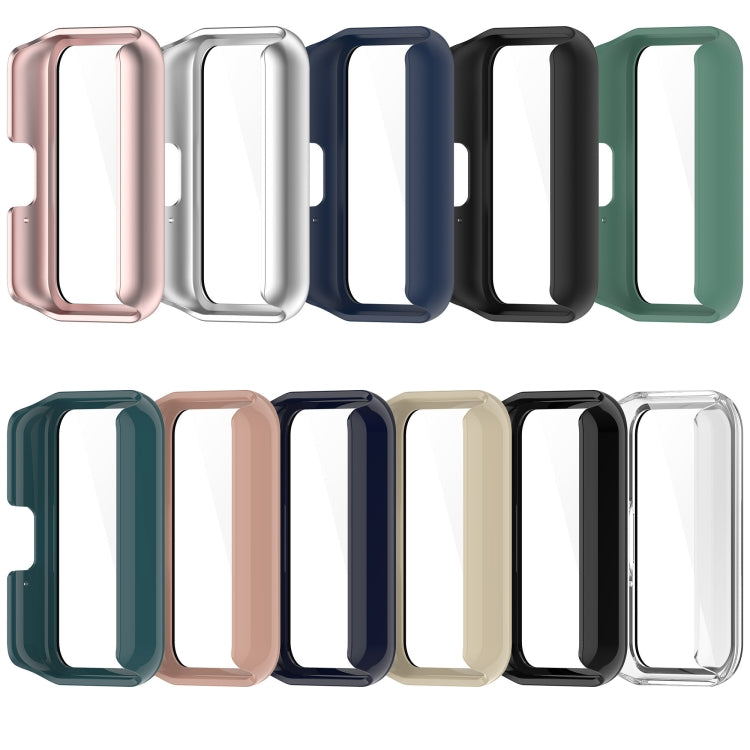 For Samsung Galaxy Fit 3 SM-R390 PC + Tempered Glass Film Integrated Watch Protective Case(Silver) - Watch Cases by PMC TechLife | Online Shopping South Africa | PMC TechLife