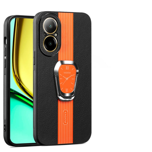 For Realme C67 4G Magnetic Litchi Leather Back Phone Case with Holder(Orange) - C67 Cases by PMC Jewellery | Online Shopping South Africa | PMC Jewellery | Buy Now Pay Later Mobicred