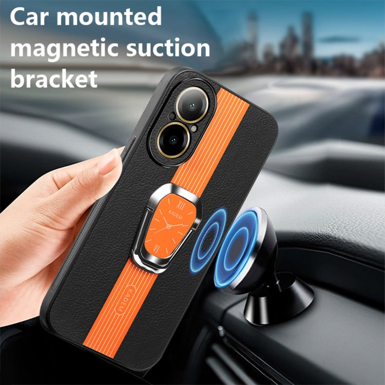 For Realme C67 4G Magnetic Litchi Leather Back Phone Case with Holder(Orange) - C67 Cases by PMC Jewellery | Online Shopping South Africa | PMC Jewellery | Buy Now Pay Later Mobicred