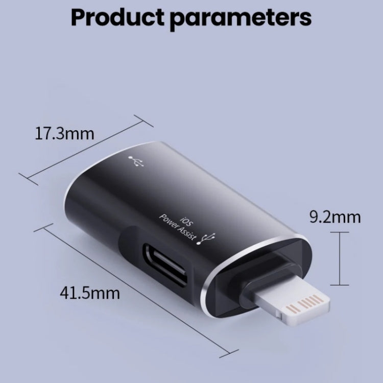 JS-103 8 Pin Male to USB+Type-C Female OTG Adapter(Black) - Converter & Adapter by PMC Jewellery | Online Shopping South Africa | PMC Jewellery | Buy Now Pay Later Mobicred