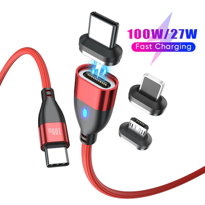 ENKAY 3 in 1 PD100W Type-C to Type-C / 8 Pin / Micro USB Magnetic Fast Charging Cable, Cable Length:1m(Red) - Charging Cable & Head by ENKAY | Online Shopping South Africa | PMC Jewellery | Buy Now Pay Later Mobicred