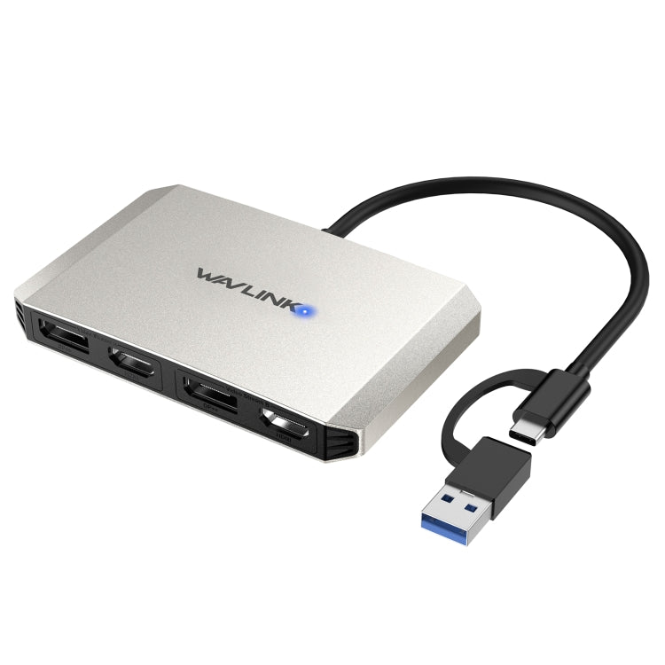 WAVLINK WL-UG69DH2 Dual Monitor USB+Type-C to Dual 4K HD DisplayPort Adapter Splitter(Silver) - free shipping - PMC Jewellery - Order now!