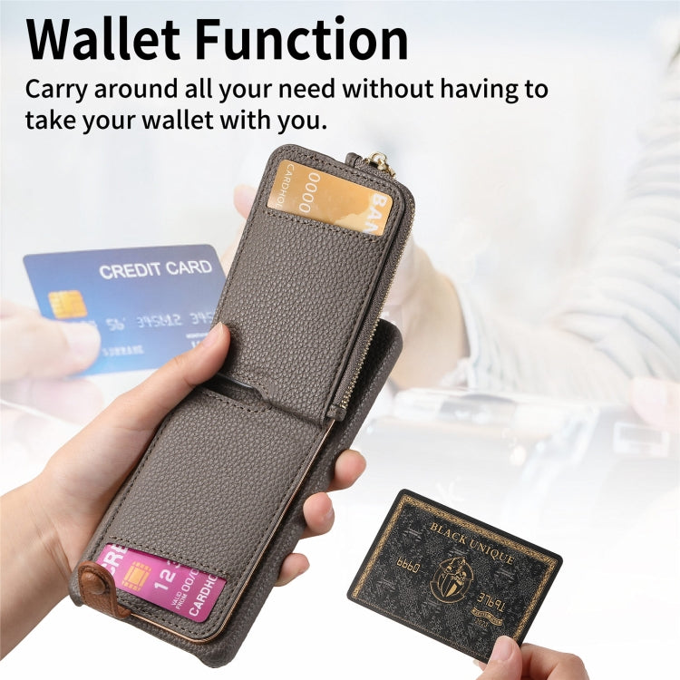 For Samsung Galaxy S24 5G Litchi Leather Oil Edge Ring Zipper Wallet Back Phone Case(Grey) - free shipping - PMC Jewellery - Order now!