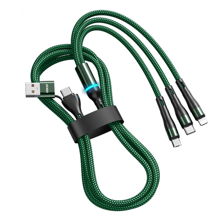 ENKAY 6-in-1 5A USB + Type-C to Type-C / 8 Pin / Micro USB Multifunction Fast Charging Cable, Cable Length:1.3m(Green) - Multifunction Cable by ENKAY | Online Shopping South Africa | PMC Jewellery | Buy Now Pay Later Mobicred