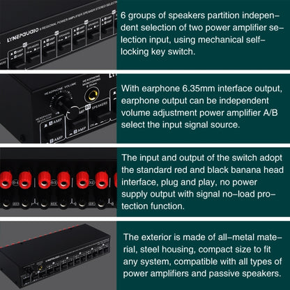 B06 82 In 6 Out Power Amplifier Speaker Selector 6 Region Stereo Speaker Switcher -  by PMC Jewellery | Online Shopping South Africa | PMC Jewellery | Buy Now Pay Later Mobicred