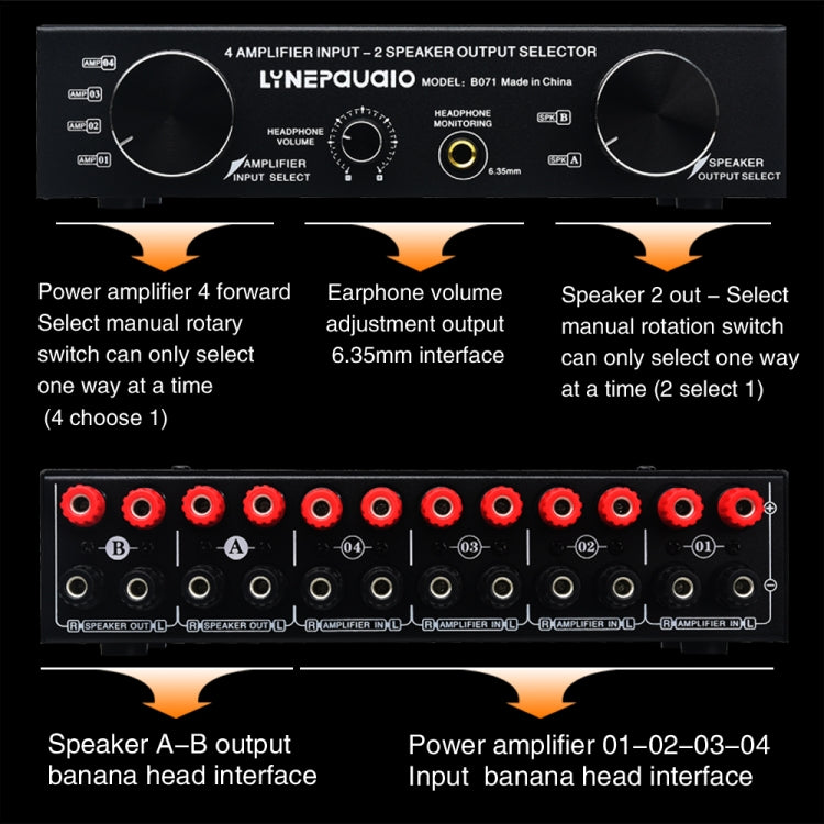 B071 4 Input 2 Output or 2 In 4 Out Power Amplifier Speaker Selector Switcher -  by PMC Jewellery | Online Shopping South Africa | PMC Jewellery | Buy Now Pay Later Mobicred