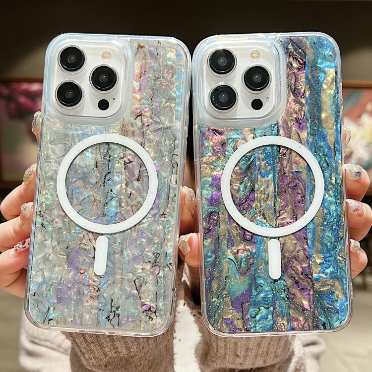 For iPhone 15 Shell Texture Multicolor MagSafe TPU Phone Case(Peacock Blue) - iPhone 15 Cases by PMC Jewellery | Online Shopping South Africa | PMC Jewellery