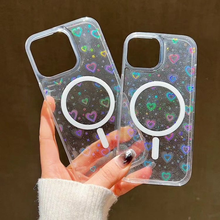 For iPhone 15 Pro Laser Love MagSafe TPU Phone Case(Transparent) - iPhone 15 Pro Cases by PMC TechLife | Online Shopping South Africa | PMC TechLife