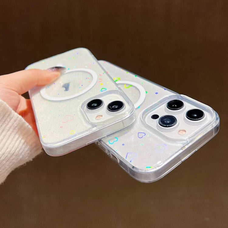 For iPhone 15 Pro Laser Love MagSafe TPU Phone Case(Transparent) - iPhone 15 Pro Cases by PMC TechLife | Online Shopping South Africa | PMC TechLife