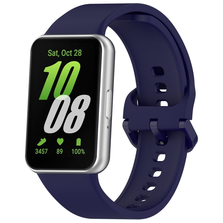 For Samsung Galaxy Fit 3 Solid Color Colorful Buckle Silicone Watch Band(Dark Blue) - Watch Bands by PMC Jewellery | Online Shopping South Africa | PMC Jewellery