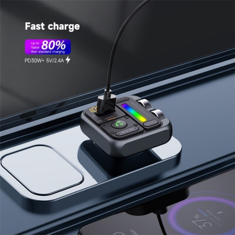 MT04 Car Bluetooth Adapter Type-C + USB Car Charger FM Transmitter HiFi Music MP3 Player - Car Charger by PMC Jewellery | Online Shopping South Africa | PMC Jewellery | Buy Now Pay Later Mobicred