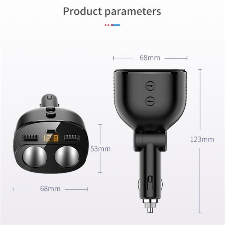 C06Q Dual USB + Type-C Cigarette Lighter PD 18W / QC3.0 Fast Charging Car Charger - Car Charger by PMC Jewellery | Online Shopping South Africa | PMC Jewellery | Buy Now Pay Later Mobicred