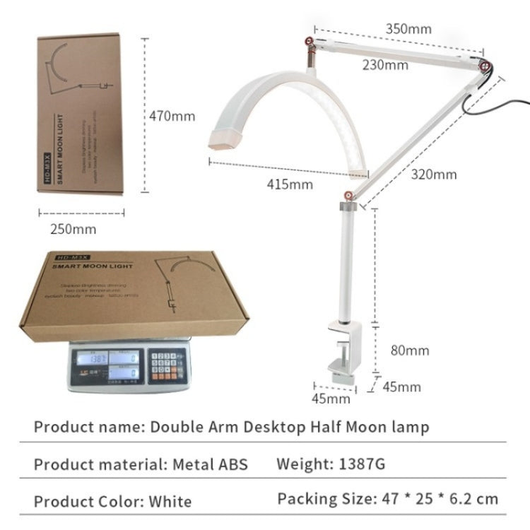 HD-M3X For Eyelash Extensions / Tattoo / Nail Art Lighting Lamp 16 inch Clip-on Half Moon Desk Lamp(US Plug) - Selfie Light by PMC Jewellery | Online Shopping South Africa | PMC Jewellery | Buy Now Pay Later Mobicred