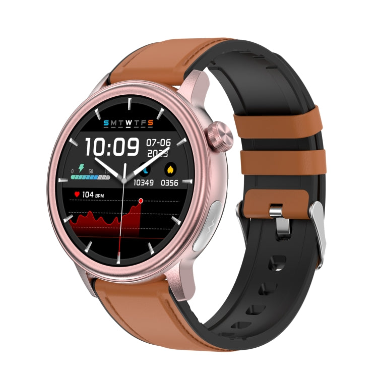 ET470 1.39 inch Color Screen Smart Watch Leather Strap, Support Bluetooth Call / ECG(Brown) - Smart Watches by PMC Jewellery | Online Shopping South Africa | PMC Jewellery