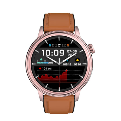 ET470 1.39 inch Color Screen Smart Watch Leather Strap, Support Bluetooth Call / ECG(Brown) - Smart Watches by PMC Jewellery | Online Shopping South Africa | PMC Jewellery