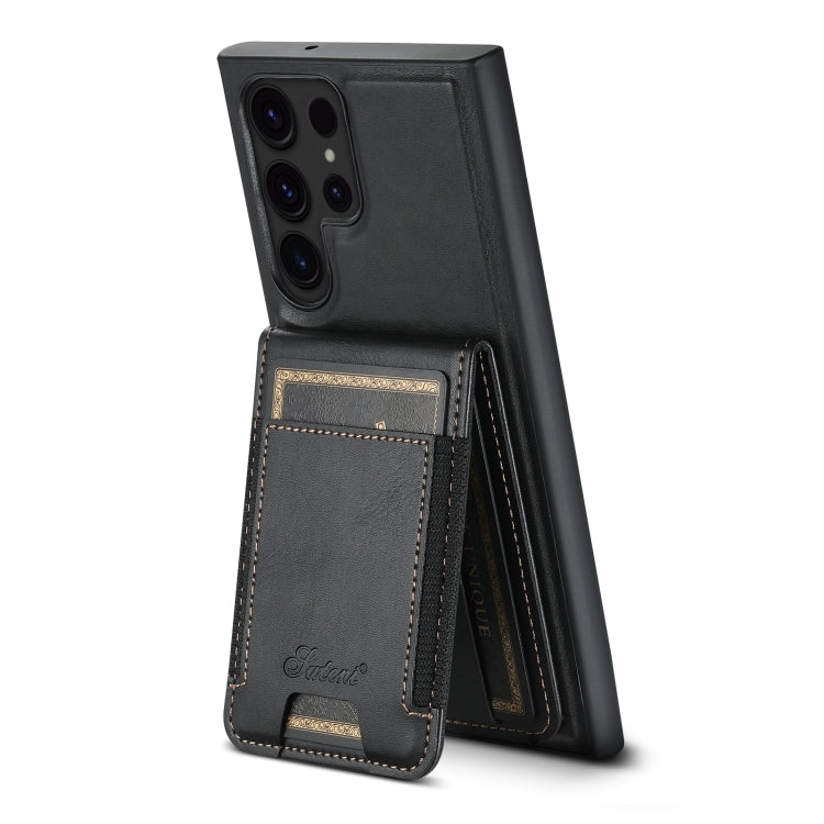 For Samsung Galaxy S23 Ultra 5G Suteni H17 Oil Eax Leather MagSafe Detachable Wallet Phone Case(Black) - free shipping - PMC Jewellery - Order now!