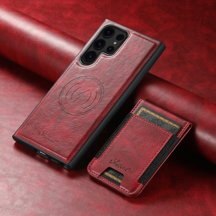 For Samsung Galaxy S23 Ultra 5G Suteni H17 Oil Eax Leather MagSafe Detachable Wallet Phone Case(Red) - Galaxy S23 Ultra 5G Cases by Suteni | Online Shopping South Africa | PMC Jewellery | Buy Now Pay Later Mobicred
