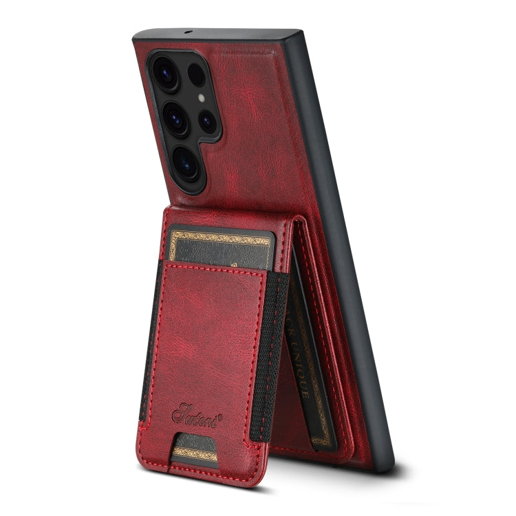 For Samsung Galaxy S23 Ultra 5G Suteni H17 Oil Eax Leather MagSafe Detachable Wallet Phone Case(Red) - Galaxy S23 Ultra 5G Cases by Suteni | Online Shopping South Africa | PMC Jewellery | Buy Now Pay Later Mobicred