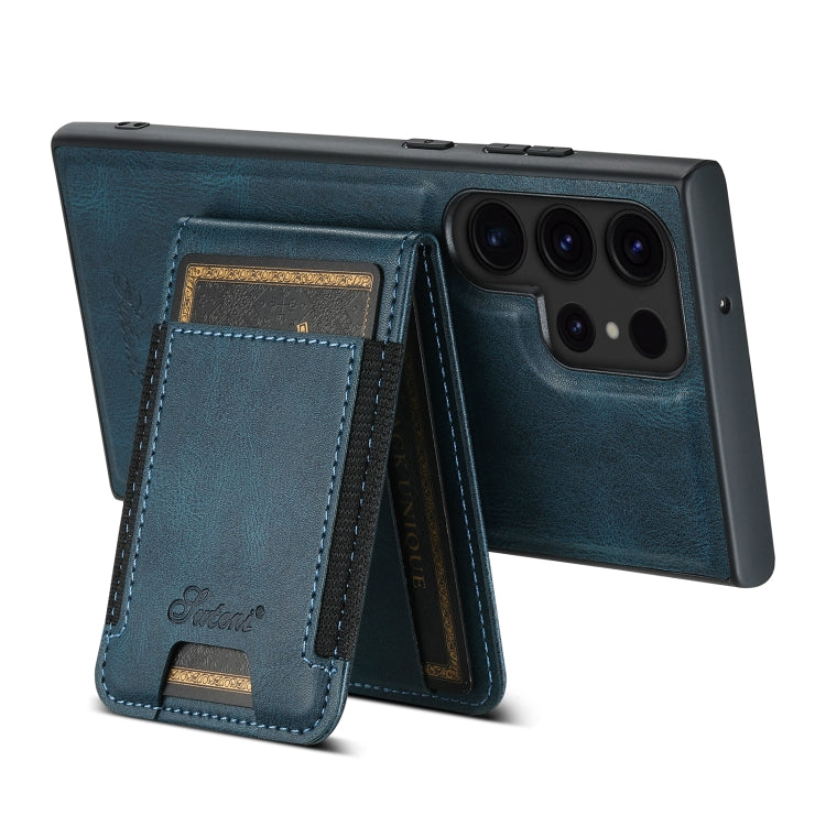 For Samsung Galaxy S23 Ultra 5G Suteni H17 Oil Eax Leather MagSafe Detachable Wallet Phone Case(Blue) - free shipping - PMC Jewellery - Order now!