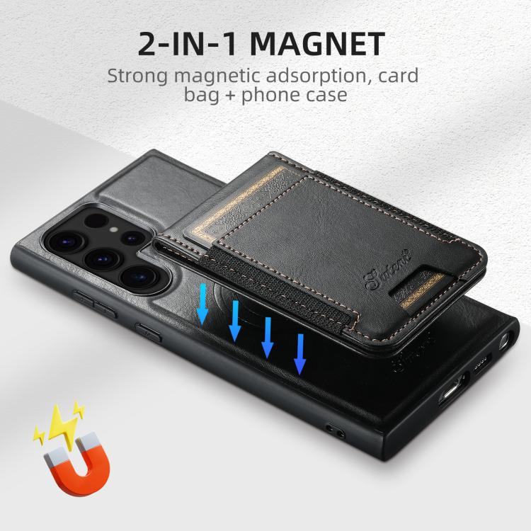 For Samsung Galaxy S25+ 5G Suteni H17 Oil Eax Leather MagSafe Detachable Wallet Phone Case(Black) - Galaxy S25+ 5G Cases by Suteni | Online Shopping South Africa | PMC TechLife | Buy Now Pay Later Mobicred